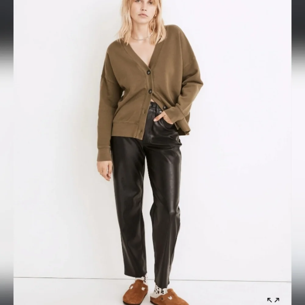 Madewell (Re)sourced Cotton Cardigan in Olive Green, Size S - Picture 5 of 6